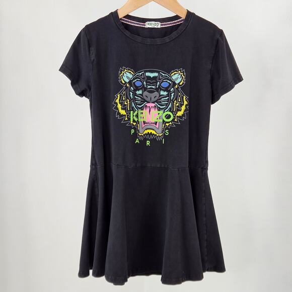 Kenzo Tiger Motif Girl's Jersey Black Dress Sz 12 | FLAWS | PLAY CONDITION - Picture 1 of 15